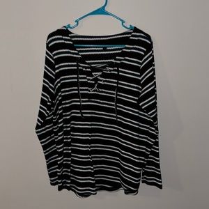 Lace up front sweater